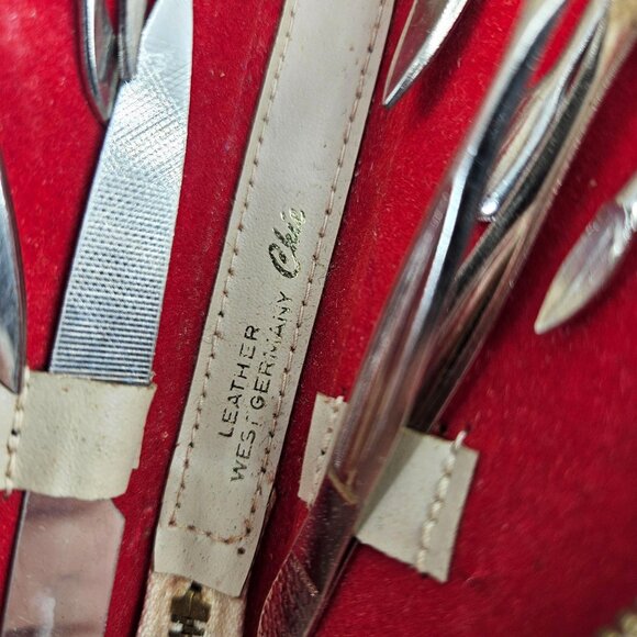 Vintage Manicure Tool Set Stainless Steel 10 pc Beige Leather Case West Germany - Picture 5 of 14